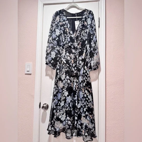 Mango Faux Wrap Midi Dress - Large - Picture 4 of 12